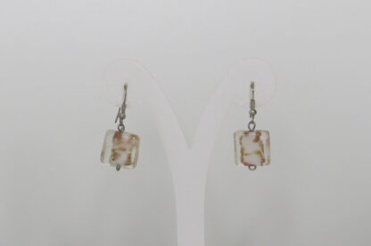 Square Murano Glass Earrings in White - Image 2