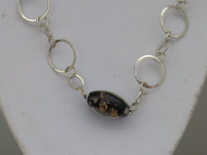 Black Oval Murano Glass Long Steel Necklace - Image 3