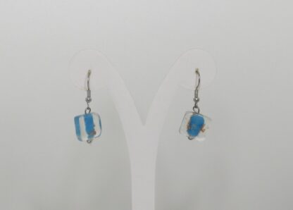 Square Murano Glass Earrings in Blue - Image 2