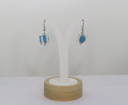 Square Murano Glass Earrings in Blue