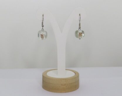 Cube Murano Glass Earrings in White