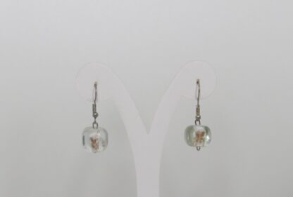 Cube Murano Glass Earrings in White - Image 2