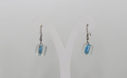 Cube Murano Glass Earrings in Blue - Image 2