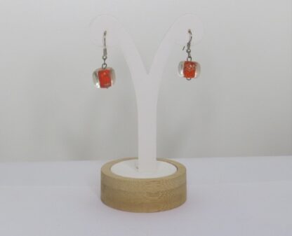 Cube Murano Glass Earrings in Orange