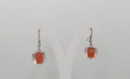 Cube Murano Glass Earrings in Orange - Image 2