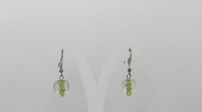 Cube Murano Glass Earrings in Green - Image 2