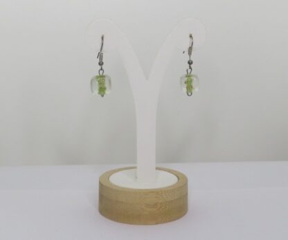 Cube Murano Glass Earrings in Green