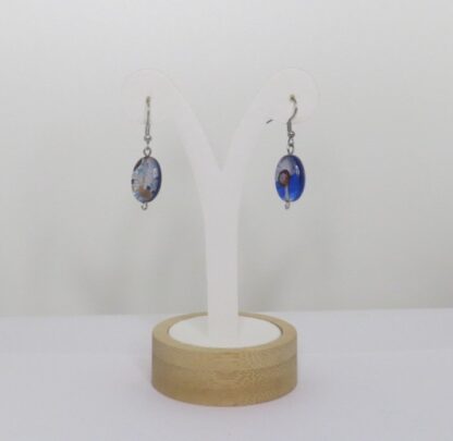 Circle Murano Glass Earrings in Dark Blue