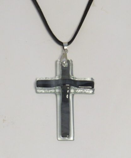 Black Cross Fusing Glass Necklace - Image 3