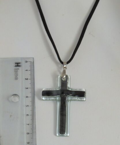 Black Cross Fusing Glass Necklace - Image 4