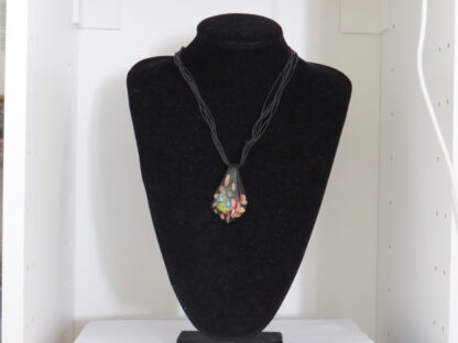 Millefiori Drip Murano Glass Necklace in Black