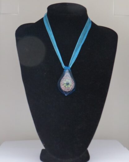 Millefiori Drip Murano Glass Necklace in Light Blue