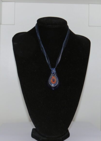 Millefiori Drip Murano Glass Necklace in Dark Blue