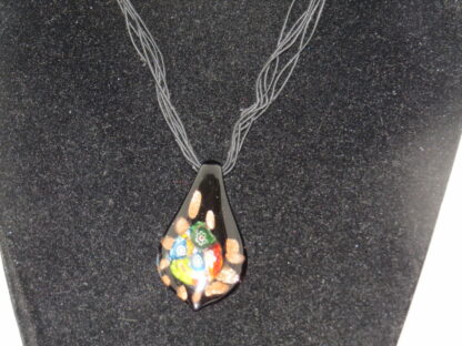 Millefiori Drip Murano Glass Necklace in Black - Image 2