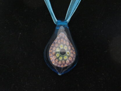 Millefiori Drip Murano Glass Necklace in Light Blue - Image 2