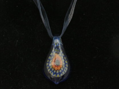 Millefiori Drip Murano Glass Necklace in Dark Blue - Image 2