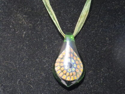 Millefiori Drip Murano Glass Necklace in Green - Image 2