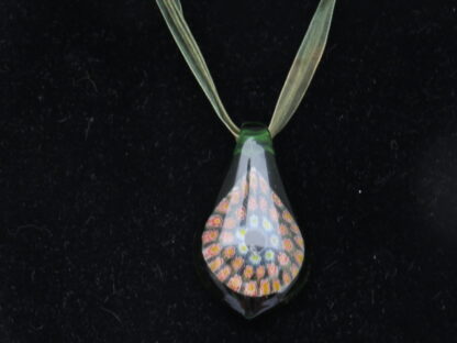 Millefiori Drip Murano Glass Necklace in Green - Image 3