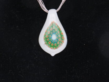 Millefiori Drip Murano Glass Necklace in White - Image 2