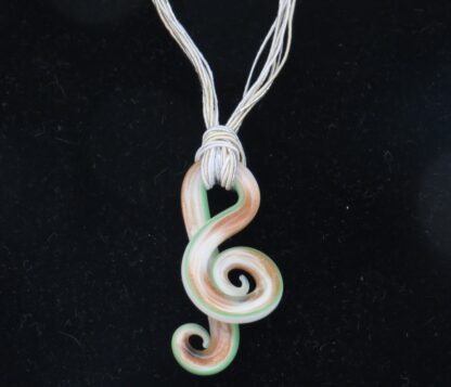 Music Note Sol Murano Glass Necklace in White - Image 2