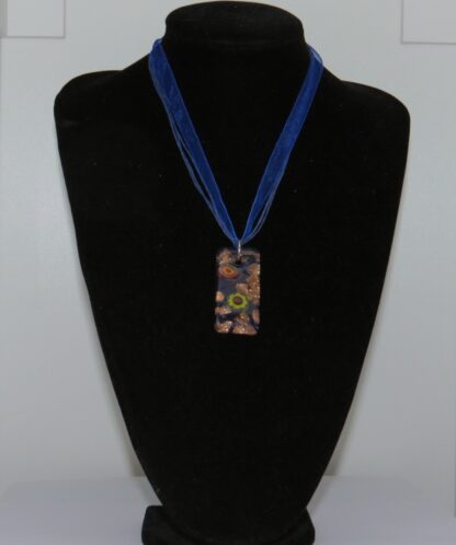 Rectangle Millefiori Murano Glass Necklace in Dark Blue