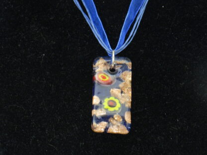 Rectangle Millefiori Murano Glass Necklace in Dark Blue - Image 2