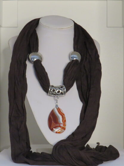 Sardonyx Quartz Stone Scarf in Dark Brown