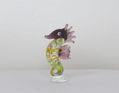 Puple/Green Seahorse Statue in Murano Glass