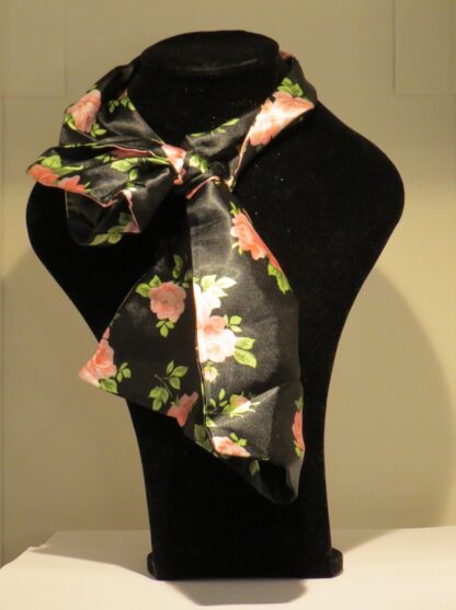 Black Scarf with Pink Roses