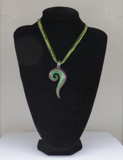 Snail Murano Glass Necklace in Green/Pink