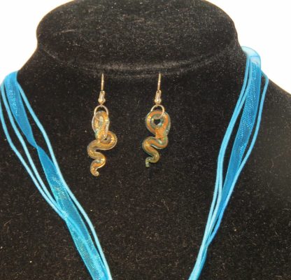 Snake Earrings and Necklace in Blue - Image 4