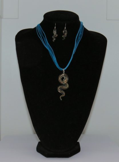 Snake Earrings and Necklace in Blue - Image 2