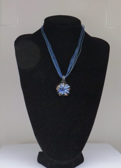 Snow Flake Murano Glass Necklace in Blue