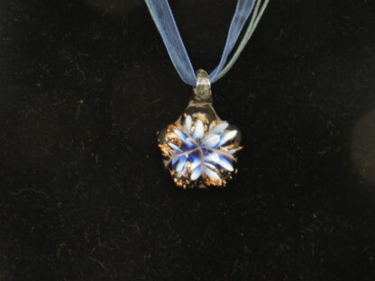 Snow Flake Murano Glass Necklace in Blue - Image 2