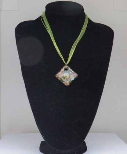 Square Murano Glass Necklace in Green