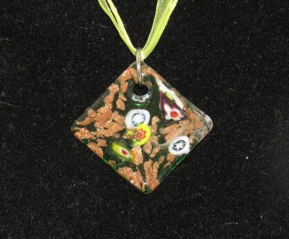 Square Murano Glass Necklace in Green - Image 2