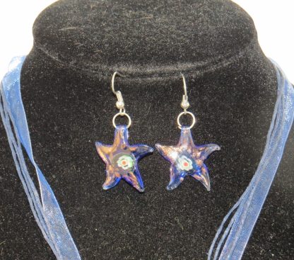 Star Earrings and Necklace in Blue - Image 4