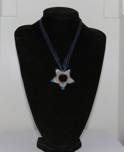 Star Hole Murano Glass Necklace in Blue/Gold