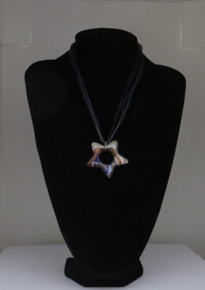 Star Hole Murano Glass Necklace in Blue/Red