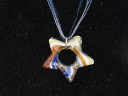 Star Hole Murano Glass Necklace in Blue/Red - Image 2