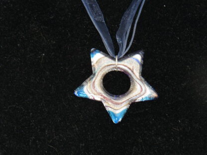 Star Hole Murano Glass Necklace in Blue/Gold - Image 2