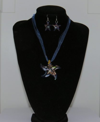 Star Earrings and Necklace in Blue - Image 2