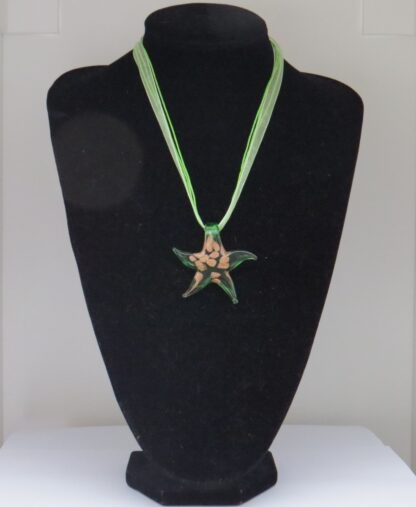 Star Transparent Murano Glass Necklace in Green