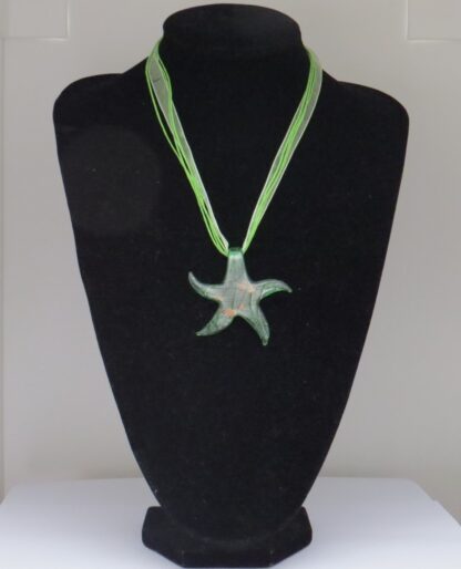 Star Sparkle Murano Glass Necklace in Green