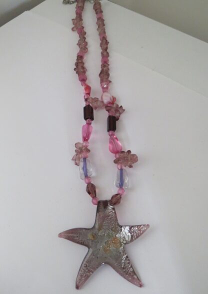 Star Sparkle Murano Glass Necklace in Purple