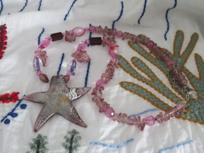 Star Sparkle Murano Glass Necklace in Purple - Image 4