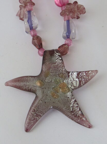 Star Sparkle Murano Glass Necklace in Purple - Image 2