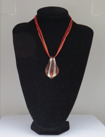 Stripes Drip Murano Glass Necklace in Red