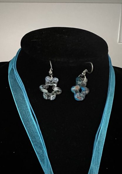 Teddy Bear Earrings and Necklace in Blue - Image 3