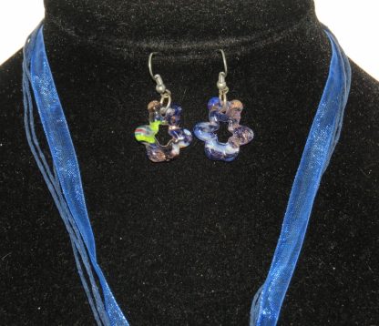 Teddy Bear Earrings and Necklace in Dark Blue - Image 3